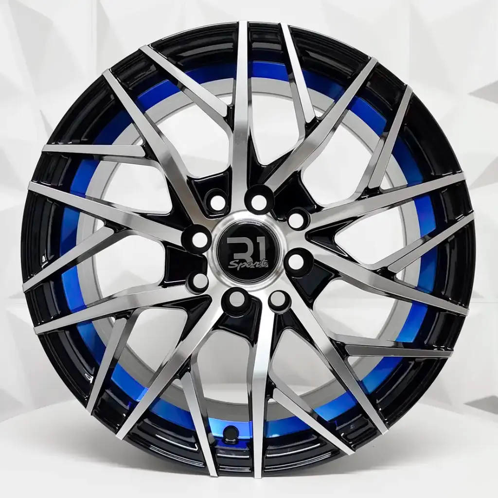 RIN 15X7 4-100/114.3 R1 SPORT 1049 BLACK MF+BLUE UNDERCUT ET30 CB73.1 
