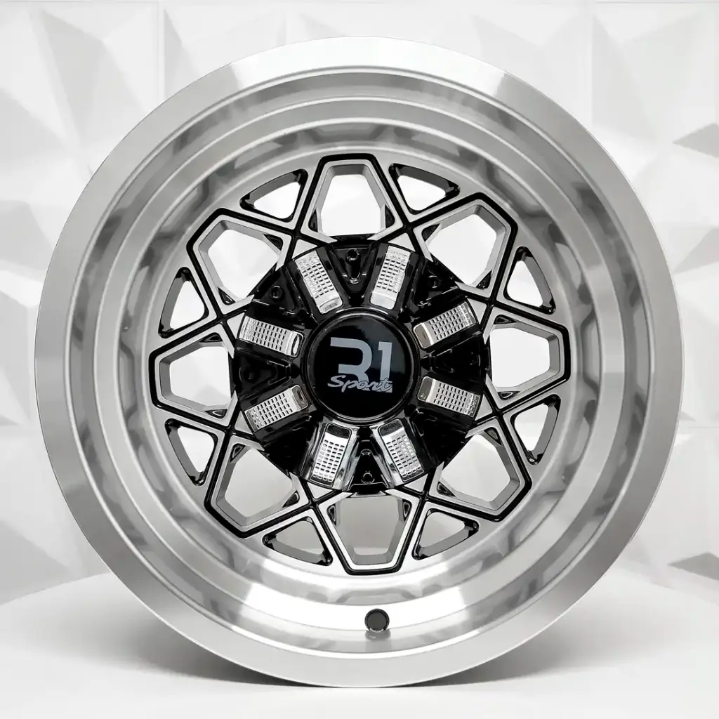 RIN 14X8 5-114.3 R1 SPORT JCW266 BLACK MACHINE FACE MACHINE LIP ET-13 CB83