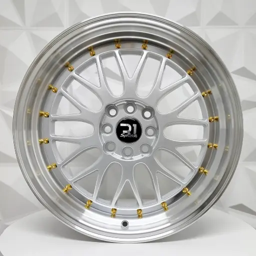 [170614F] RIN 17X8.5 4-100/114.3 R1 SPORT 7236F BB SILVER MI GOLD RIVETS ET30 CB73.1